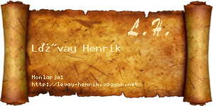 Lévay Henrik névjegykártya